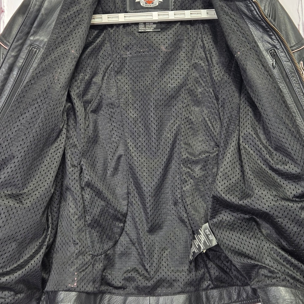 Harley-Davidson Women Leather Motorcycle Jacket Black Pink Embroidered HD-375 XL - Picture 5 of 14